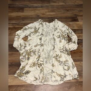 Hinge Floral Lightweight Open Front Jacket Blouse XXS